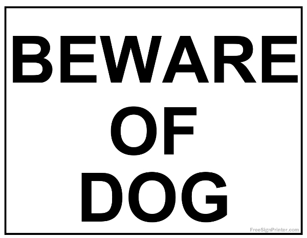 Free Beware Of Dog Sign - Version 2