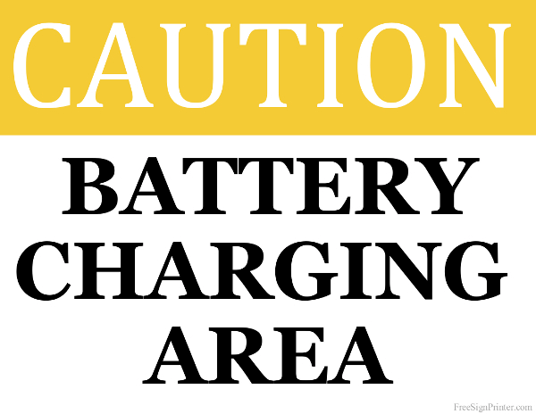 Printable Battery Charging Area Sign