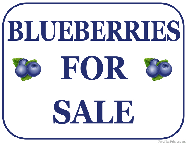 Printable Blueberries For Sale Sign