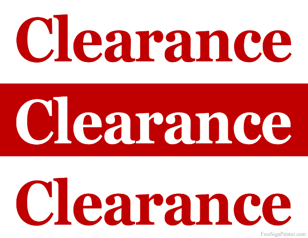 Printable Clearance Sale Sign