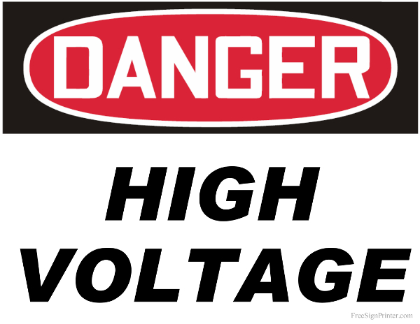 Printable Danger High Voltage Sign