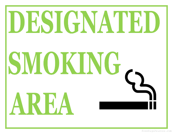 Printable Designated Smoking Area Sign
