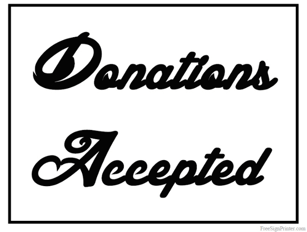 Printable Donations Accepted Sign