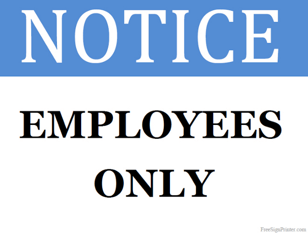 Printable Employees Only Sign