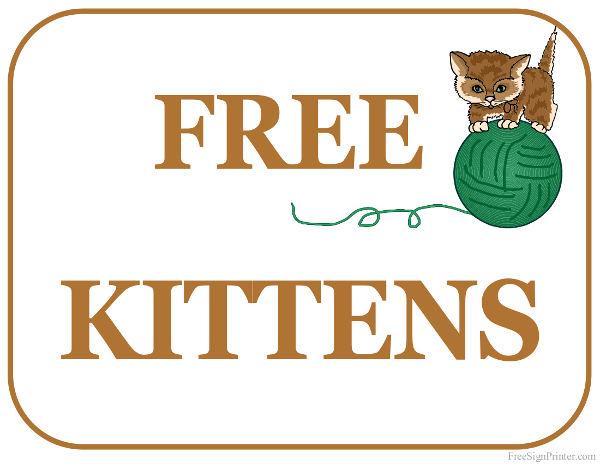Printable Free Kittens Sign
