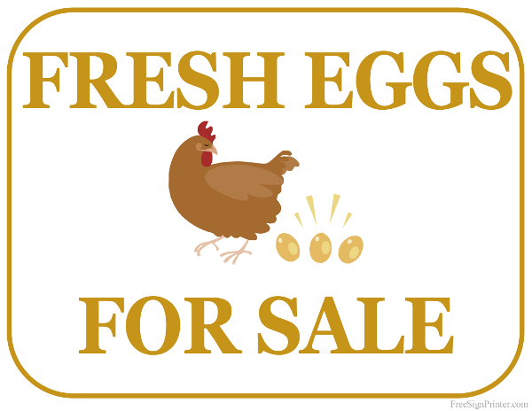 Printable Fresh Eggs For Sale Sign