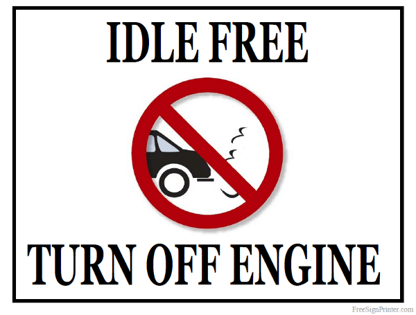 Printable Idle Free Turn Off Engine Sign