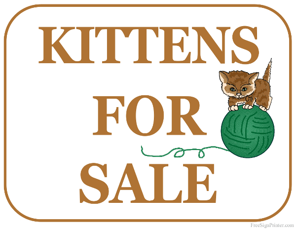 Printable Kittens For Sale Sign