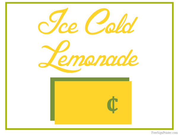 Printable Lemonade Stand Sign