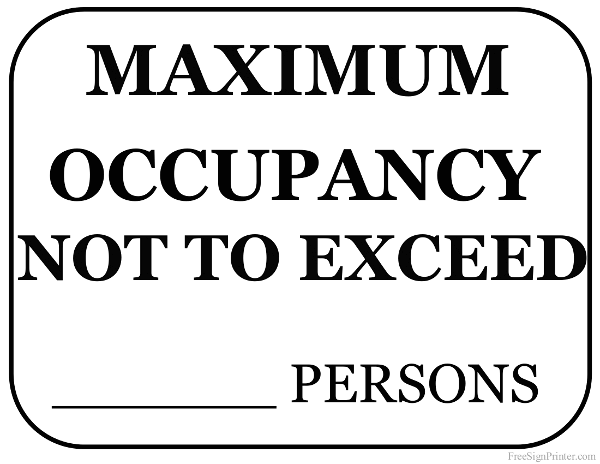 Printable Maximum Occupancy Sign