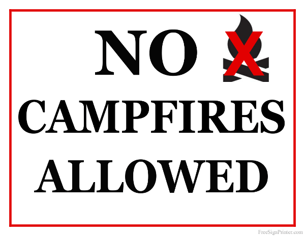 Printable No Campfires Allowed Sign