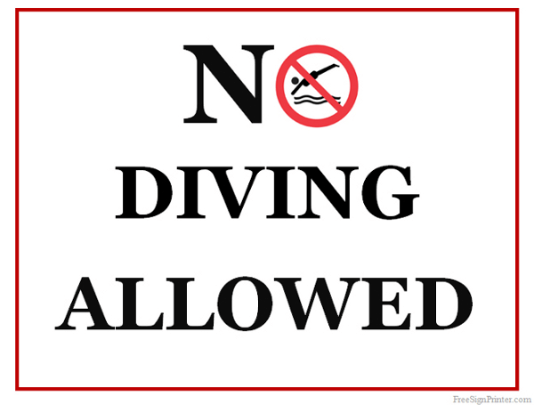 Printable No Diving Allowed Sign