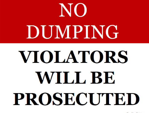 Printable No Dumping Allowed Sign