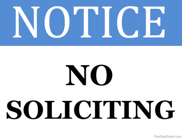 Printable No Soliciting Allowed Sign