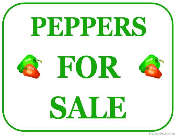 Printable Peppers For Sale Sign