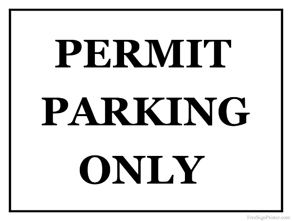 Printable Permit Parking Only Sign