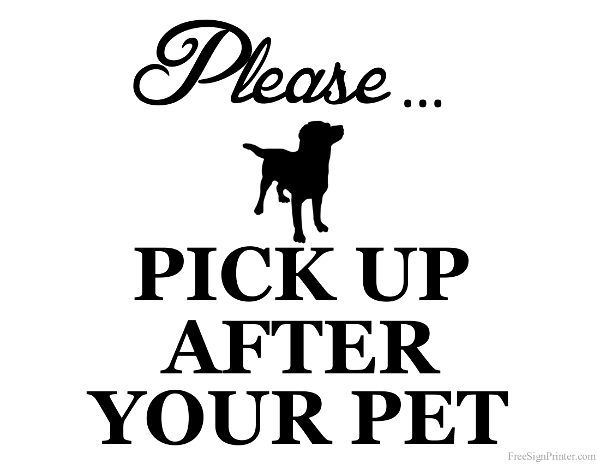 Printable Pick Up After Your Pet Sign