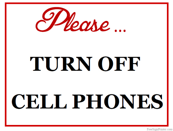 Printable Please Turn Off Cell Phones Sign