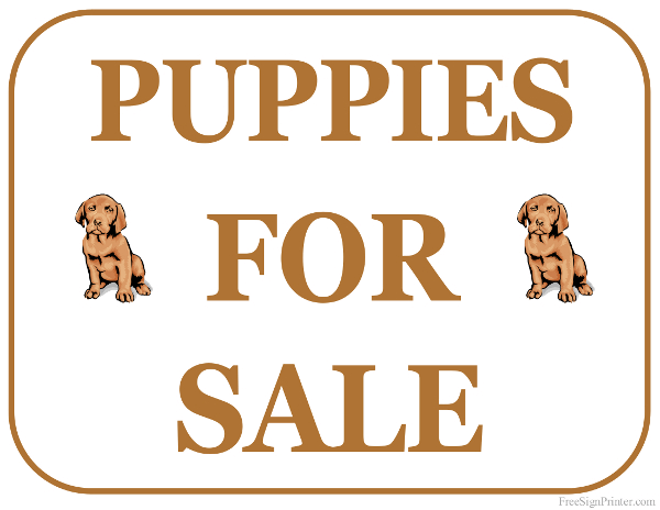 Printable Puppies For Sale Sign