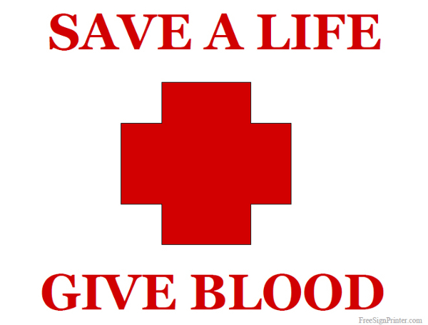 Printable Save a Life Give Blood Sign