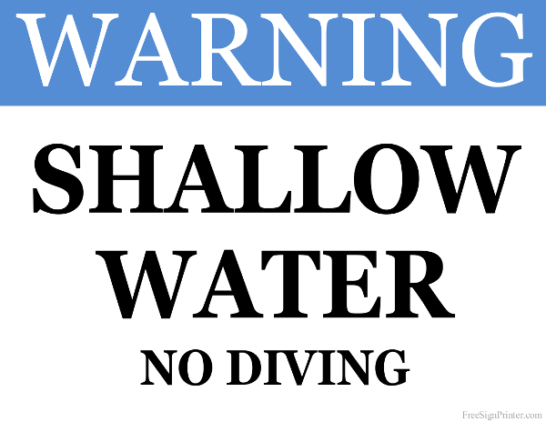 Printable Shallow Water Sign