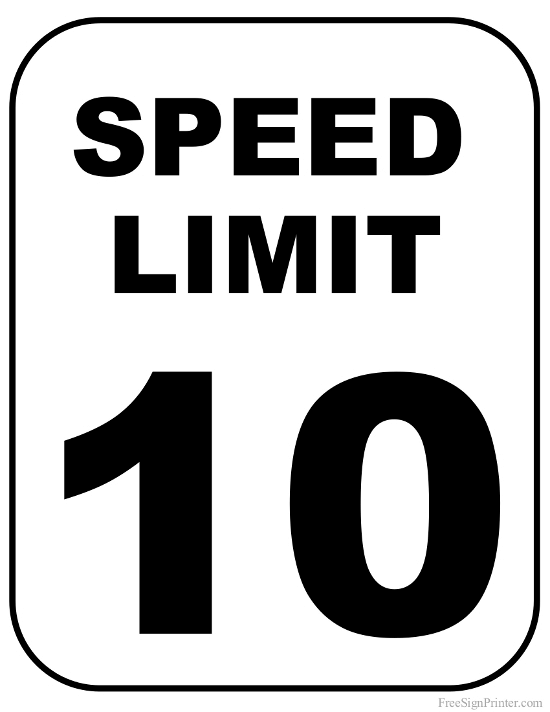 Printable 10 MPH Speed Limit Sign