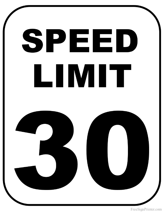 Printable 30 MPH Speed Limit Sign