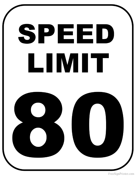 Printable 80 MPH Speed Limit Sign