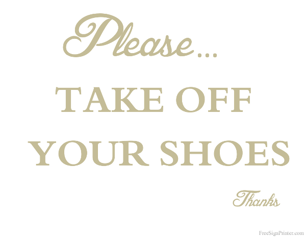 Printable Take Off Your Shoes Sign