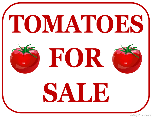Printable Tomatoes For Sale Sign