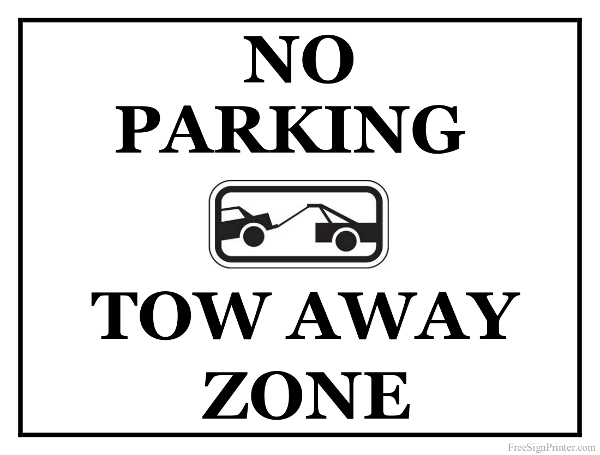 Printable Tow Away Zone Sign