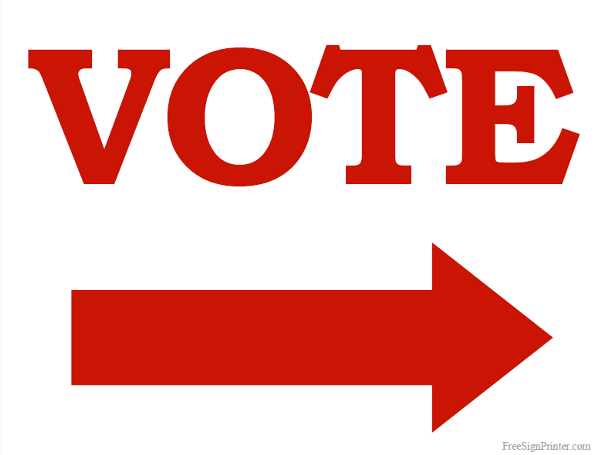 Printable Vote Sign with Right Arrow