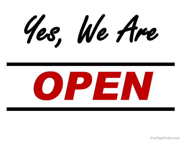 Printable We are Open Sign Print Open Signs