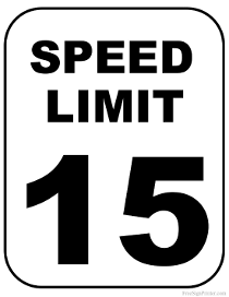 Speed Limit 15 MPH Sign