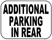 Additional Parking in Rear Sign