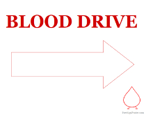 Blood Drive with Right Arrow Sign