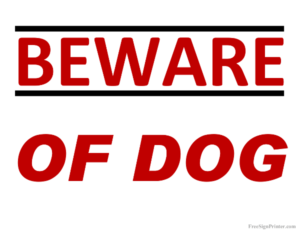Free Beware Of Dog Sign - Version 4