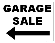 Garage Sale Sign with Left Arrow