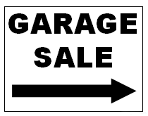 Garage Sale sign with Right Arrow