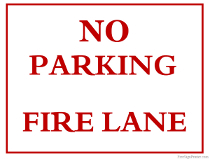 No Parking Fire Lane Sign