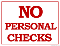 No Personal Checks Sign