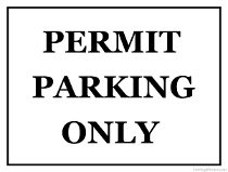 Permit Parking Only Sign