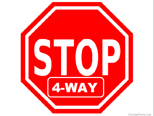 Printable 4 Way Stop Sign
