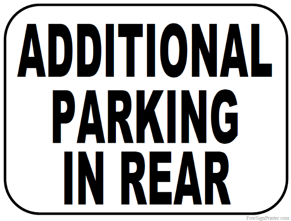Printable Additional Parking in Rear Sign