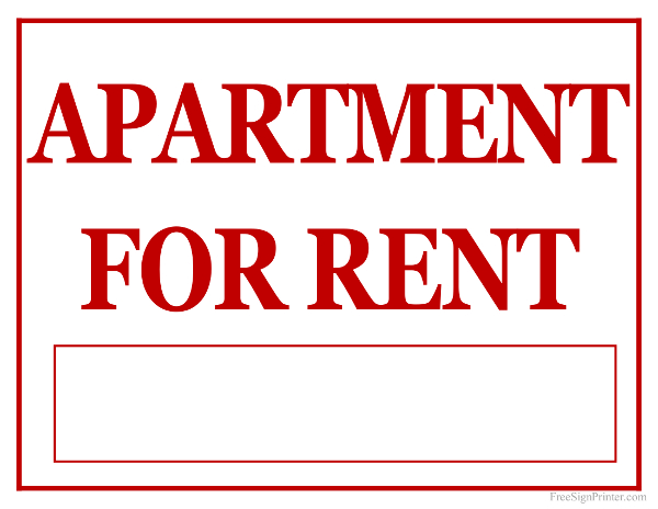 Printable Apartment For Rent Sign