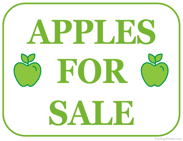 Printable Apples For Sale Sign