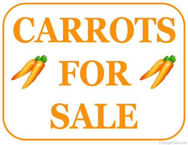 Printable Carrots For Sale Sign