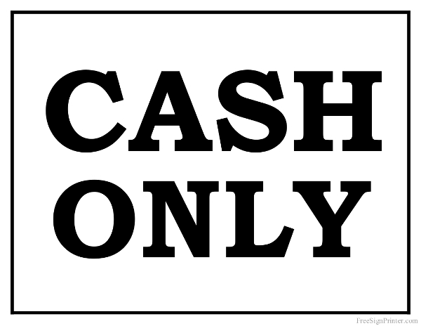 Printable Cash Only Sign