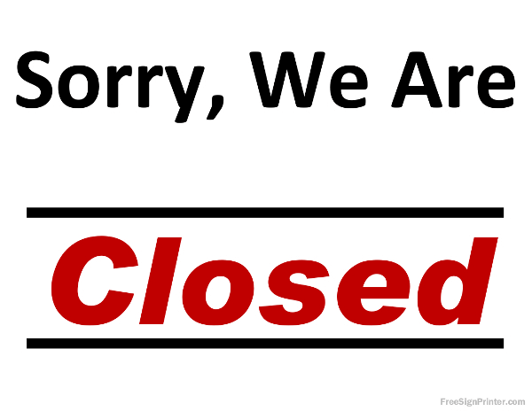 Printable Closeded Sign