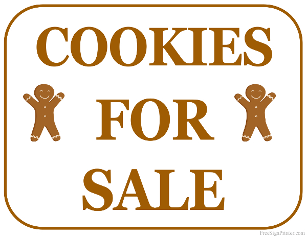 Printable Cookies For Sale Sign
